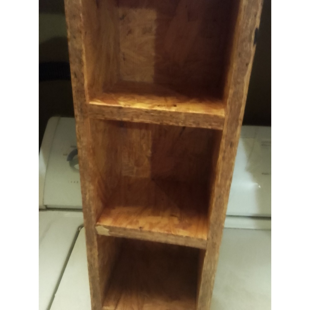 Handcrafted Wood 3 Compartment Shelf/ Box Initials Carved In It K O H Demensions - Picture 11 of 12